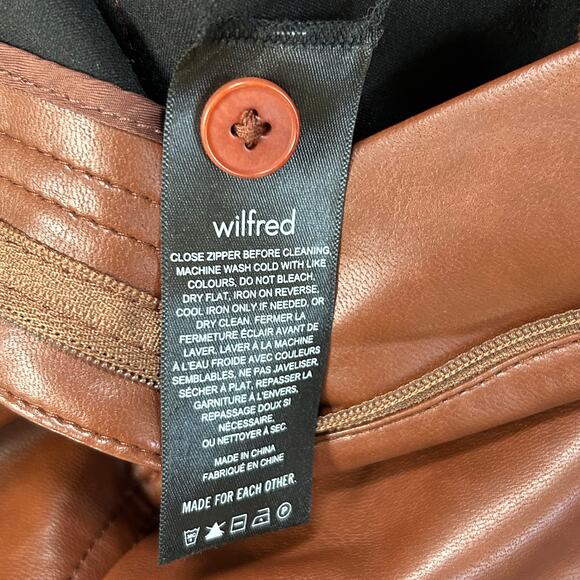 Wilfred Faux Leather Brown Flare Pants Aritzia Size 0 High Rise - Picture 6 of 8